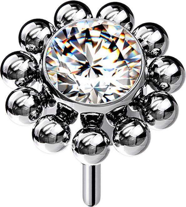 Immagine prodotto Star Piercing Pallone d'argento Threadless fiore di cristallo argento (Titanio G23, senza ottone)