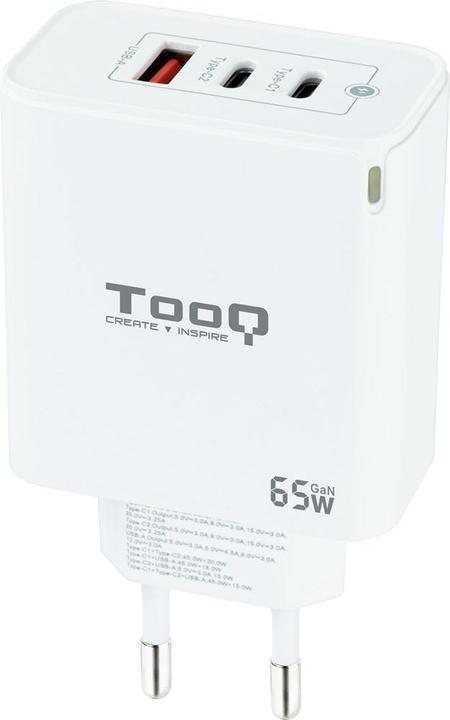 Tooq Technology TQWC-GANQC2PD65WT Caricatore per dispositivi mobili bianco per interni (65 W)