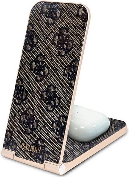 Produktbild Guess składana ład. indukcyjna 2w1 GUDCFAL4PEGW 15W brązowy/brown 4G Pattern MagSafe (15 W)