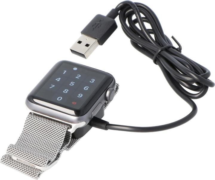 Produktbild AccuCell USB Ladestation passend für Apple Watch Series 1, 2, 3, 4, 5 schwarz
