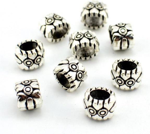 Hermex Herzkranz Bead Perle - Silbrig (Zink-Legierung)