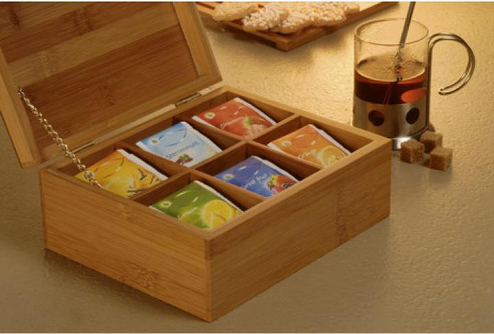 Produktbild Mojawo Teebox Teedose Teebeutelbox Teekiste Aufbewahrung Bambus 6 Fächern