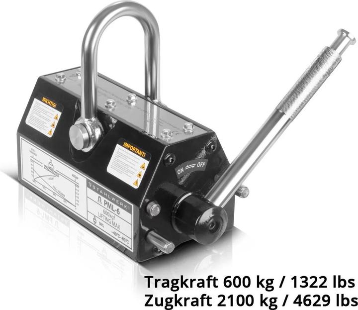 Actual product image Stahlwerk Lasthebemagnet mit 600 kg 1322 lbs Tragkraft 2100 kg 4629 lbs Zugkraft (1 x)