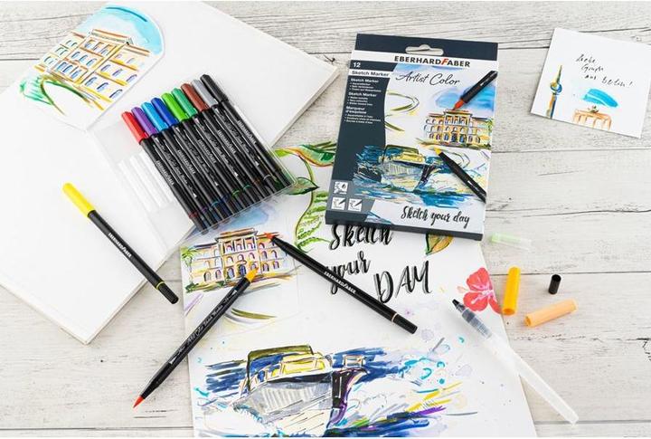 Actual product image EberhardFaber Fiber pen Sketch Marker Artist Color 12 pieces (Multicoloured, 12 x)
