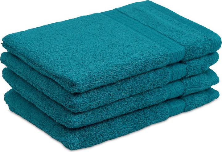Casativo 4er-Set Waschhandschuhe aus 100% Baumwolle, petrol (21 x 16 cm)