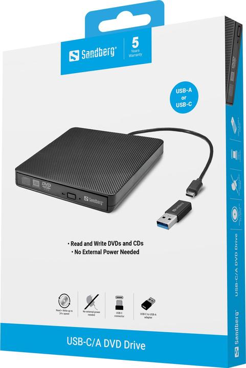Image du produit Sandberg USB-C/A DVD Drive (Graveur de DVD)