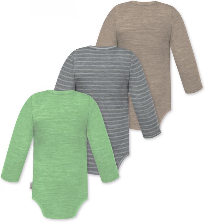 Produktbild Normani 3er Pack Baby Merino Langarmbody „Tuai" - 9403 (56)