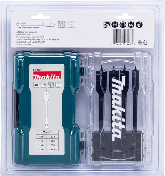 Produktbild Makita Flachfräsbohrer-Set 8tlg. (12, 14, 16, 18, 20, 22, 25, 32 mm)