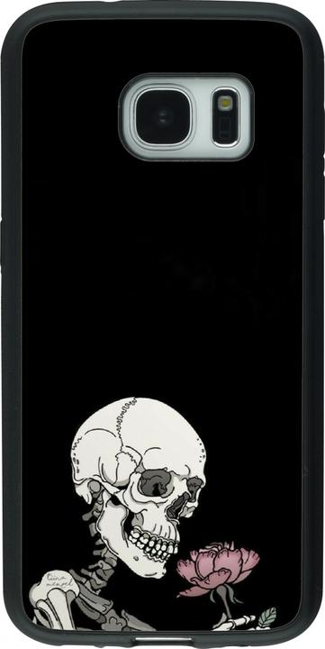 Produktbild PhoneLook Hülle Silikon schwarz Halloween 2023 rose and skeleton (Samsung Galaxy S7)