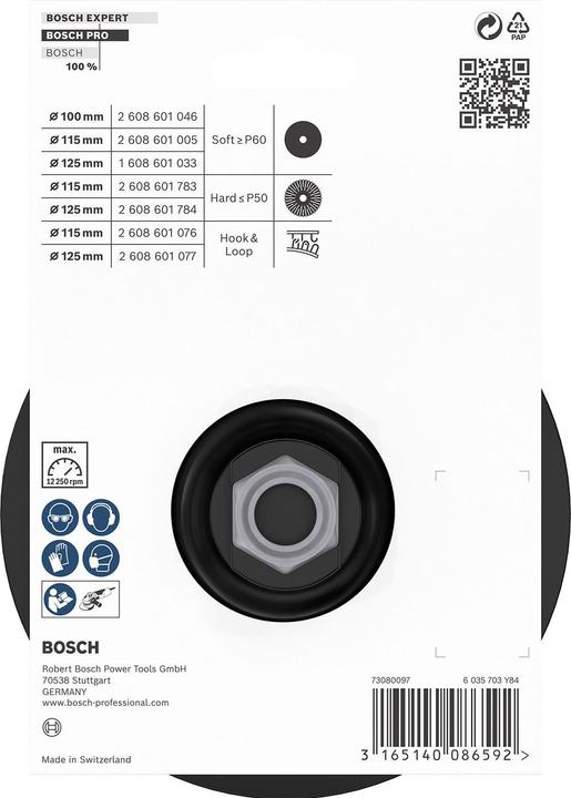 Produktbild Bosch Professional Zubehör PRO Backing Pad, 125 mm, M14, Klettverschluss