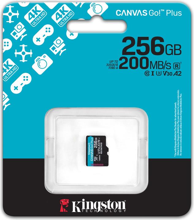 Actual product image Kingston Card Canvas Go Plus MicroSD 256GB (256 GB, microSDXC, U3, UHS-I)
