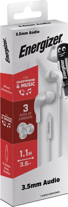 Image du produit Energizer Casque filaire - CIA5 - Jack / Aux 3.5 mm, blanc (Filaire)