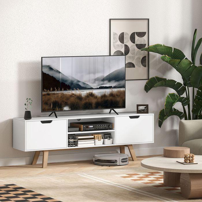 Actual product image Swisshandel24 TV-Schrank, Fernsehtisch für Fernseher bis zu 65 Zoll, Lowboard mit 2 Schränken