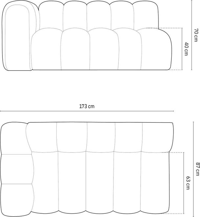 Actual product image Micadoni Velvet Left Modular Sofa, "Lupine", 3 Seats, 175x95x70Made in Europe (2 person sofa, 3-seater, 4-seater)