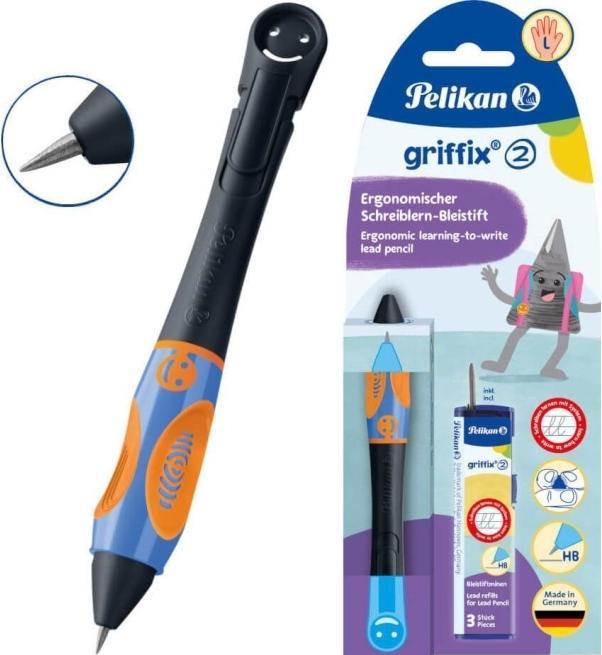 Immagine prodotto Pelikan matita griffix per imparare a scrivere Neon Black per mancini, impugnatura ergonomica, meccanismo a (HB, 1 x)