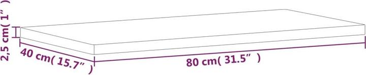 Image du produit VidaXL Tischplatte 80x40x2,5 cm Rechteckig Massivholz (80 x 40 x 2.5 cm)