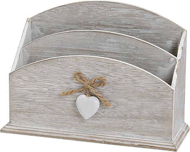 Produktbild G. Wurm Briefablage antik in weiss mit 2 Fächern, aus Holz, B23 x T8 x H17 cm