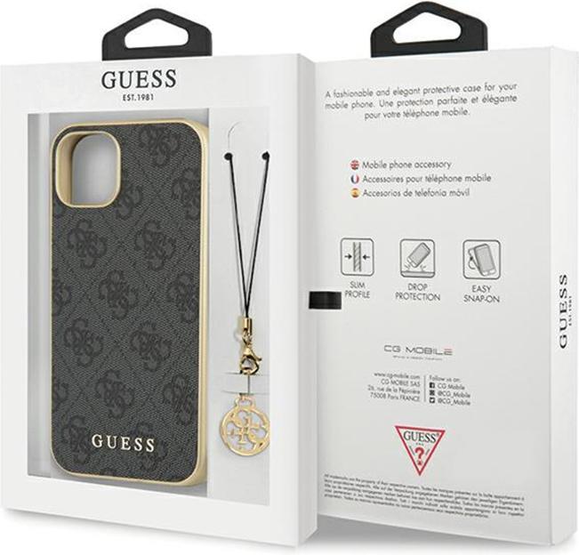 Actual product image Guess GUHCP14SGF4GGR iPhone 14 6.1" szary/grey hardcase 4G Charms Collection (Apple iPhone 14)