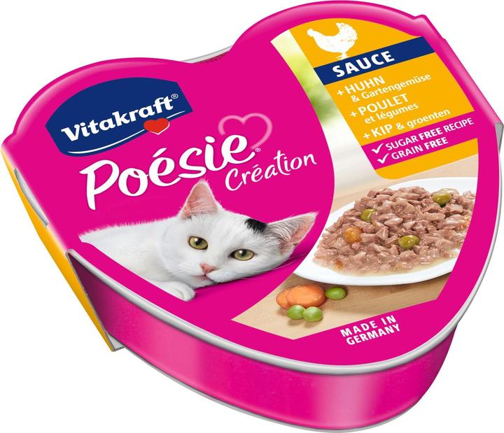 Vitakraft Nassfutter Poésie Sauce Huhn & Gartengemüse, 15 x 85 g (Adult, 1275 g)