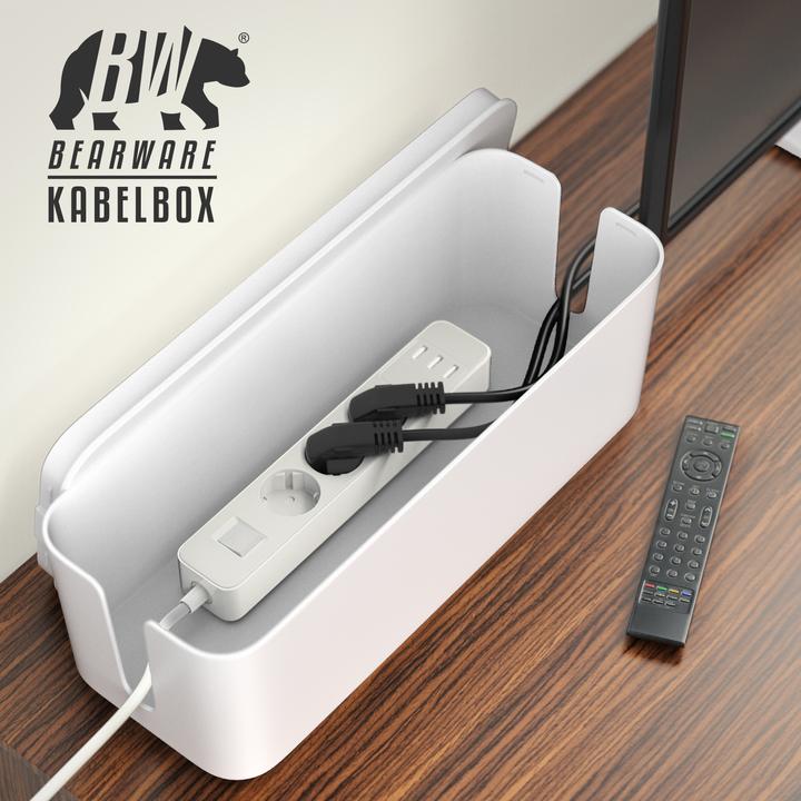 Actual product image Bearware Cable box set, 2 sizes, plastic, rubber feet, cable management, for socket strip, cable box
