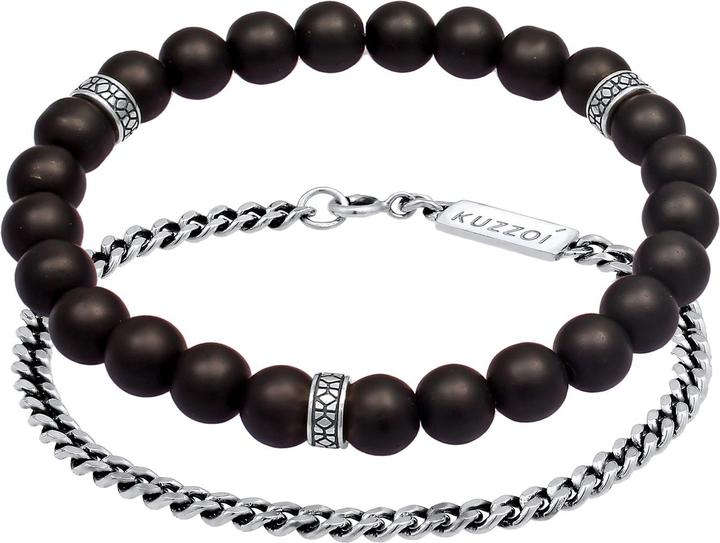 Kuzzoi Basic Armband, Kugel (21 cm, Onyx, Plastik, 925er Sterling Silber)