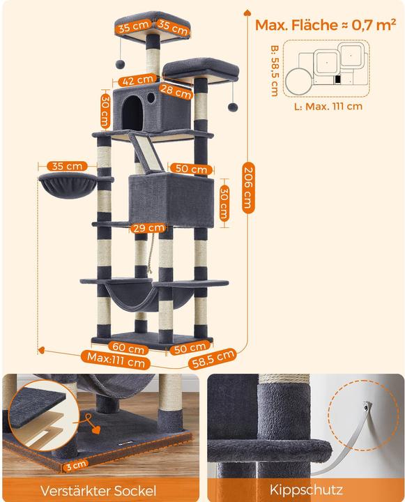 Actual product image Feandrea Cat Spa (206 cm, Grey)