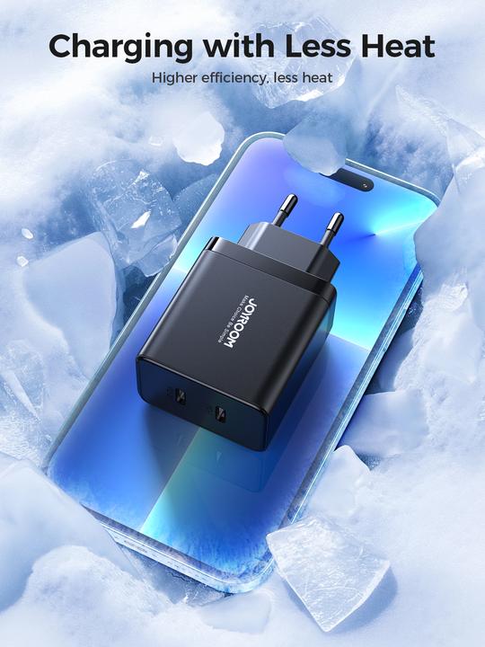Actual product image Joyroom JR-TCF09 fast charger 2x USB-C 40W - black (40 W)