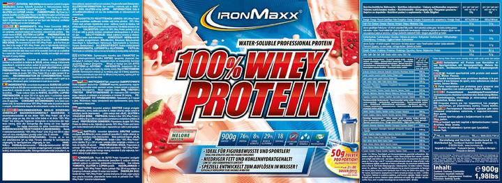 Produktbild IronMaxx 100% Whey Protein (Melone, 1 Stk., 900 g)