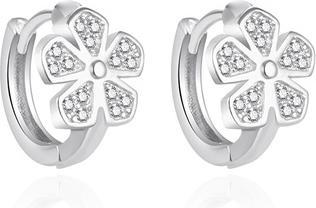 Agato - Tiny silver earrings with a flower AGT-ED008KW