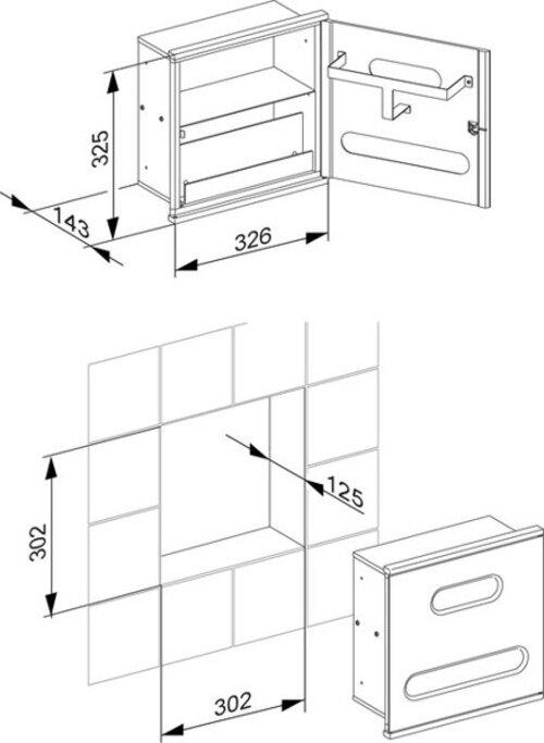 Produktbild Keuco Modul Waschtisch 3 PLAN INTEGRAL Aufnah f Kleenexbox Papierspender vc/we