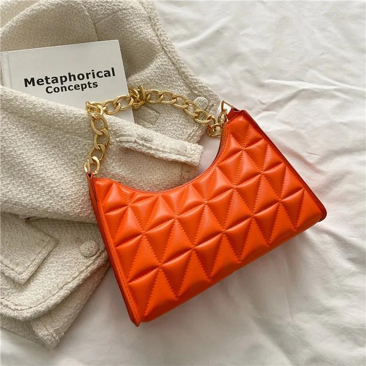 Produktbild Only-Bags.Store Diamantmuster Umhängetasche PU-Leder Solide Farbe Nische Kette Handtasche Mode Unterarm