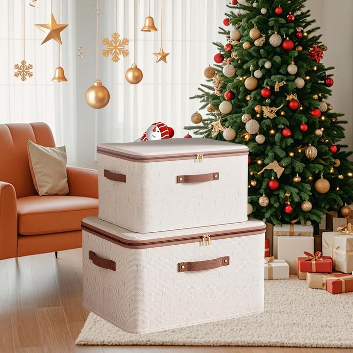 Immagine prodotto Only-Bags.Store 1pc Leinen Zipper Quilt Storage Bins mit Deckel, Leinengewebe, kratz- und verschleissfest