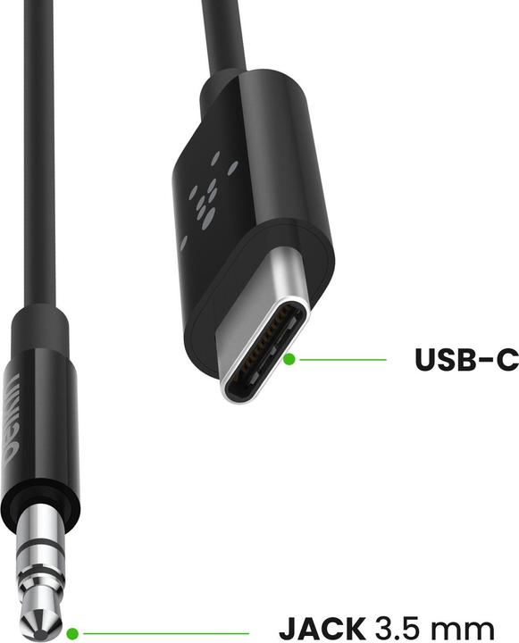 Produktbild Belkin RockStar 3,5mm Aud./USB-C Kabel 0,9m (0.90 m, 3.5mm Klinke (AUX))