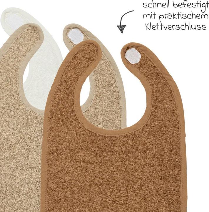 Produktbild Meyco Lätzchen 3P bads. met klittenb. offw/sand/toffee