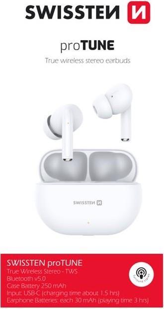 Actual product image Swissten Bluetooth Tws Earphones Pro Tune White (3 h, Wireless)