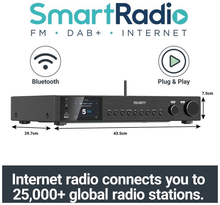 Produktbild Majority Fitzwilliam 3 Black (FM, DAB+, Bluetooth, WLAN)