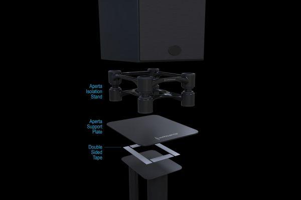 Actual product image Isoacoustics Aperta Speaker Ontkoppeling Stands, Per Pair, Aluminium-Zilver (1 pair, Stand, Tiltable)