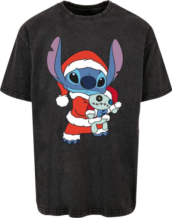 Actual product image Absolute Cult Lilo And Stitch - Christmas Acid Washed Oversized Tee - 114445 (M)