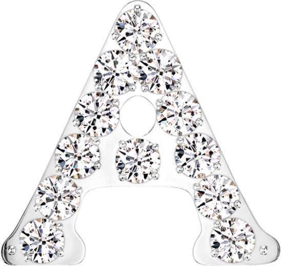Actual product image Star Piercing Threadless silber mit Kristallen silber Buchstabe A (without brass, Titanium G23)