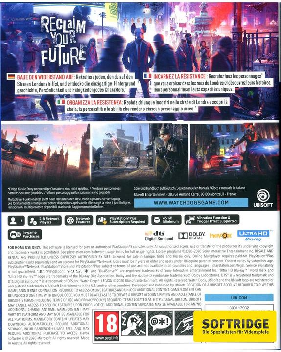 Actual product image Ubisoft Watch Dogs: Legion (PS5, DE)