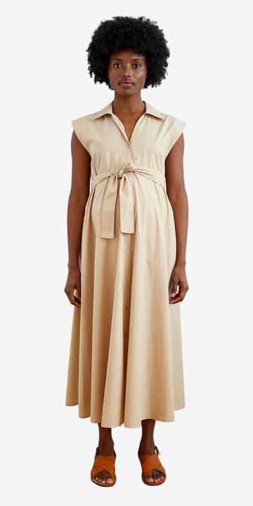 Actual product image Vertbaudet Langes Baumwollkleid mit Bindegürtel für Schwangerschaft und Stillzeit (46)