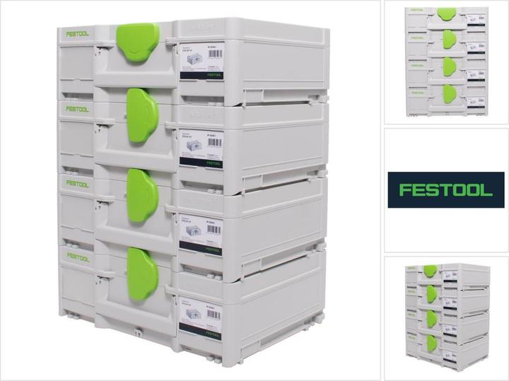 Image du produit Festool SYS3 M 137 Set de coffrets Systainer 396 x 296 x 137 mm - 10,4 l (4x 204841)