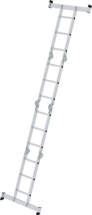 Produktbild Munk Vielzweckleiter 4-teilig mit nivello-Traverse und Holzbelag 4x3 Sprossen (Mehrzweckleiter, 365 cm)