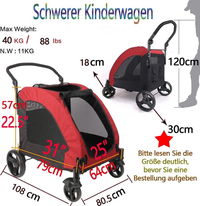 Produktbild Ybaymy Hundewagen mit 4 Rädern