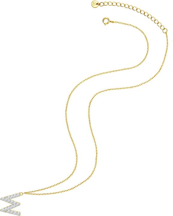 Immagine prodotto Glanzstücke München Lettera W da donna in argento sterling con zirconi in oro giallo 45,0 cm di catena base + 5,0 cm di (Argento, 40 - 45 cm)