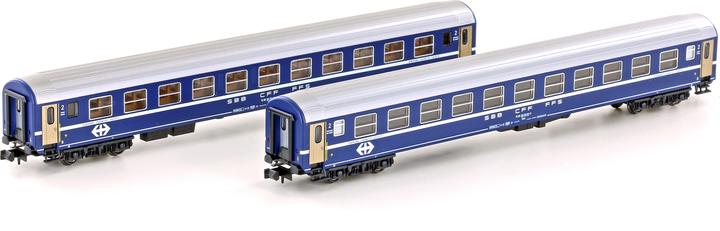 Immagine prodotto Hobbytrain 2 vagoni letto SBB RIC blu vecchio logo Ep.IV (Traccia N)