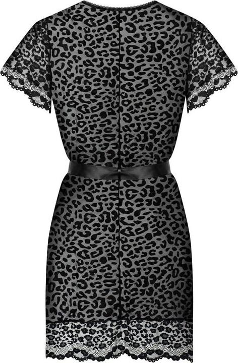 Produktbild Obsessive Kurzer Peignoir aus Spitze mit Samt-Leoparden-Print-Muster (L, XL)