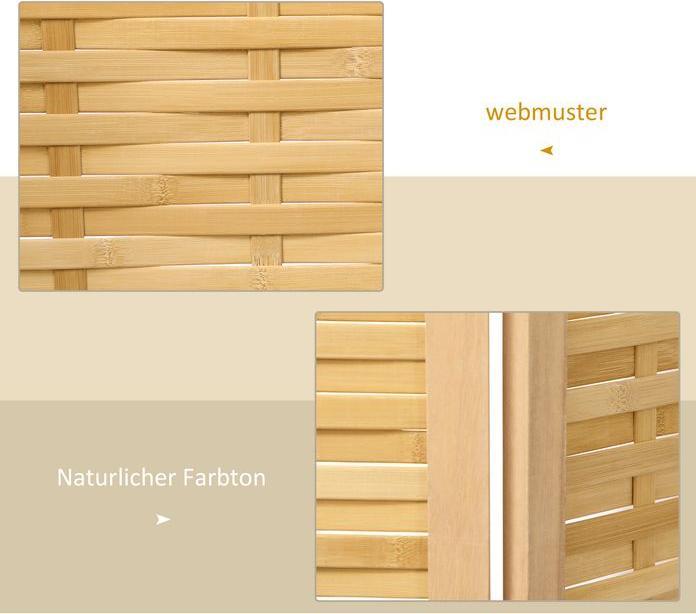 Produktbild Swisshandel24 Paravent 3-teiliger Raumteiler 120 x 170 cm Trennwand Faltbarer Sichtschutz Raumtrenner aus Bambus S