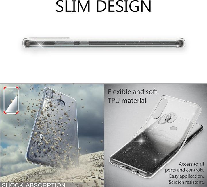 Immagine prodotto Nalia Copertura in silicone trasparente con glitter (Huawei P30 Lite)