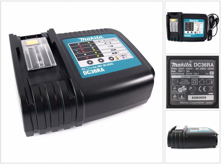 1x Makita Ladegerät DC36RA 1x Netzkabel 1x Bedienungsanleitung
